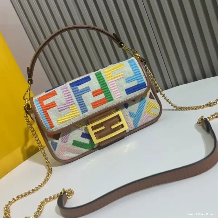 Cheap Beige In Mini Baguette Motif Fendi Canvas Multi Bag FF 0525